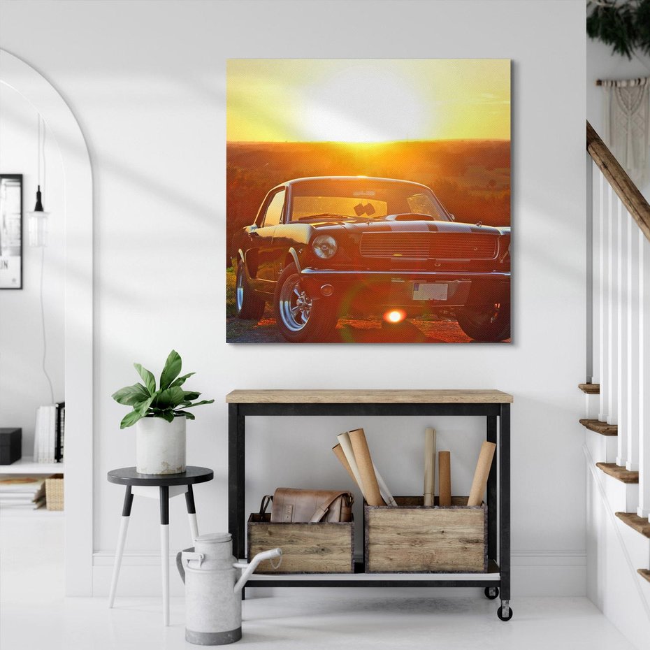 Obraz na płótnie 50x50 - Moc i elegancja - Ford Mustang, samochód