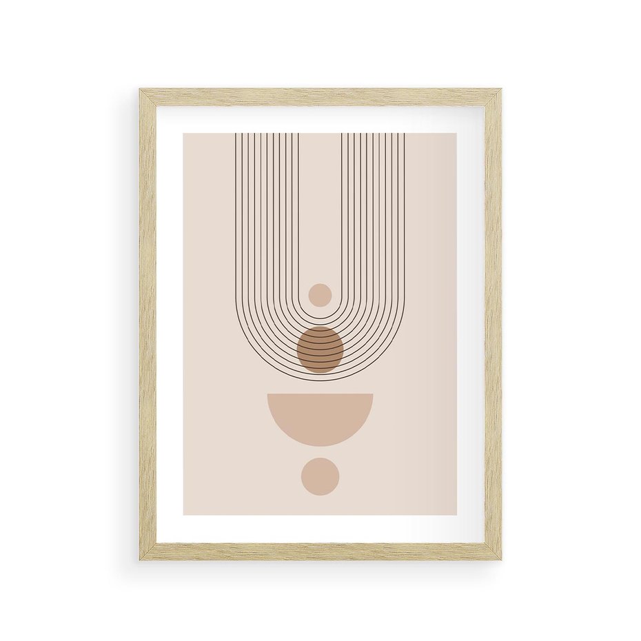 Plakat w ramie 30x40 - Strukturalne Kształty Postępu - boho plakat, minimalizm - rama drewno