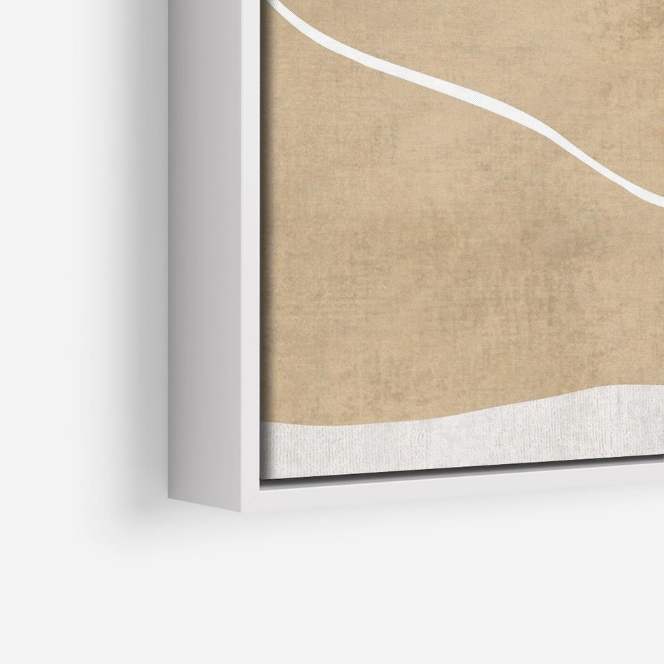 Obraz w ramie 80x80 - Beżowa Harmonia - abstrakcyjne, nieregularne plamy - rama biała