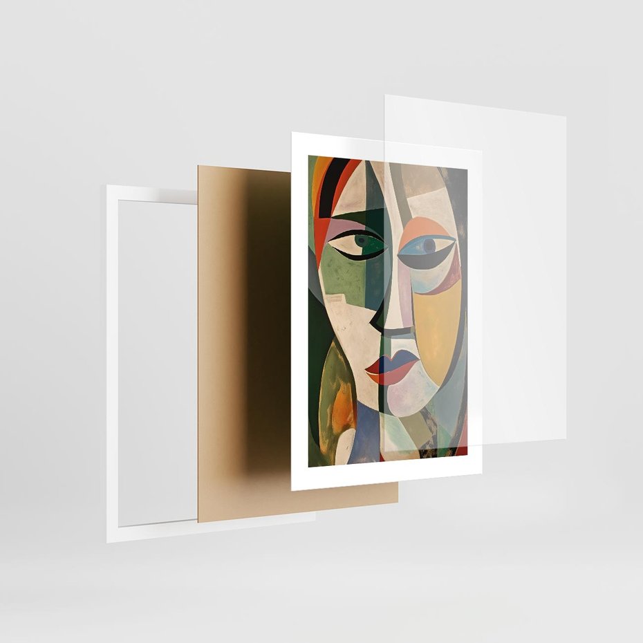 Plakat w ramie 30x40 - Kolorowe Dziwne Wyobrażenia - abstrakcyjny obraz, olejny - rama biała