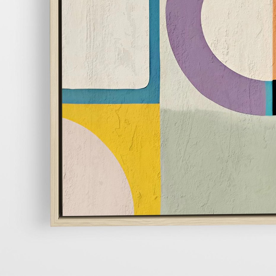 Obraz w ramie 80x80 - Taniec Kształtów Emocji - abstrakcyjne geometryczne kształty, olejny obraz - rama drewno