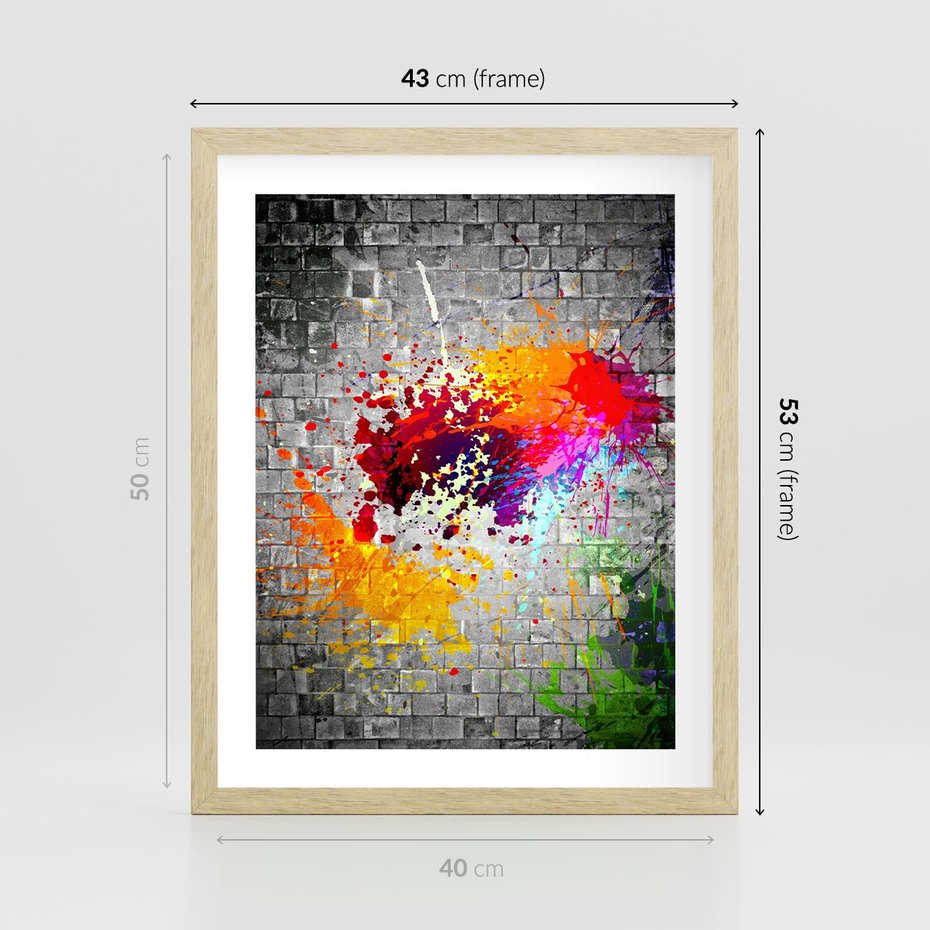 Plakat w ramie 40x50 - Ekspresja Graffiti - farba, graffiti - rama drewno