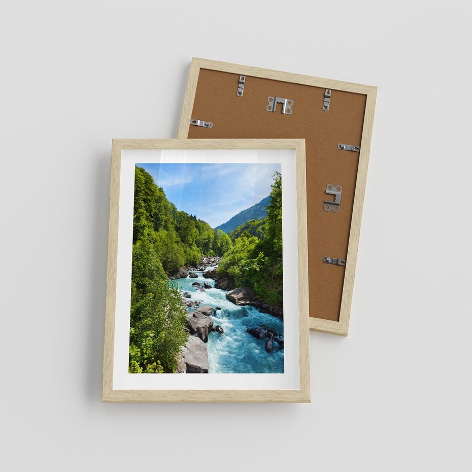 Plakat w ramie 30x40 - Górski strumyk - strumyk, góry - rama drewno