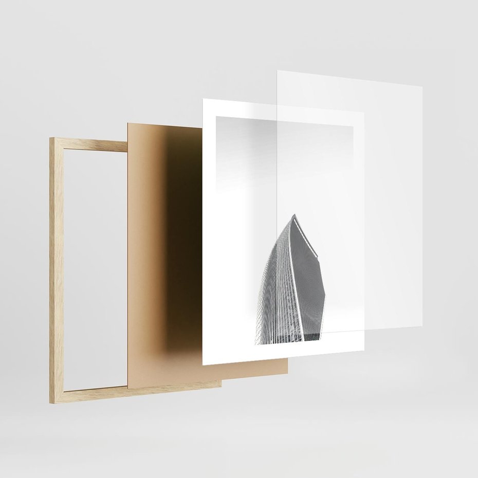 Plakat w ramie 40x50 - Czarno-Biały Wieżowiec - architektura, wieżowiec - rama drewno