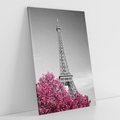 Obraz na płótnie 70x100 - Różowy Paryż - czarno białe zdjęcie, wieża eiffla