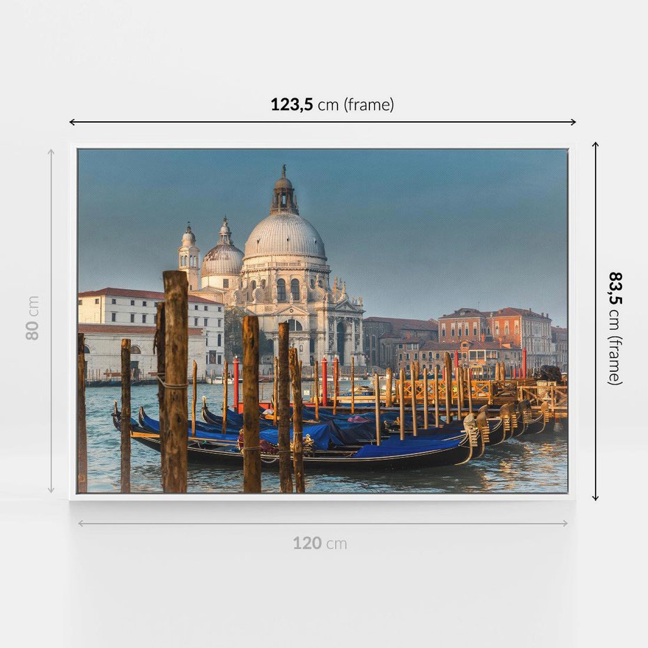 Obraz w ramie 120x80 - Urok Wenecji - fotografia, przystań w Wenecji - rama biała