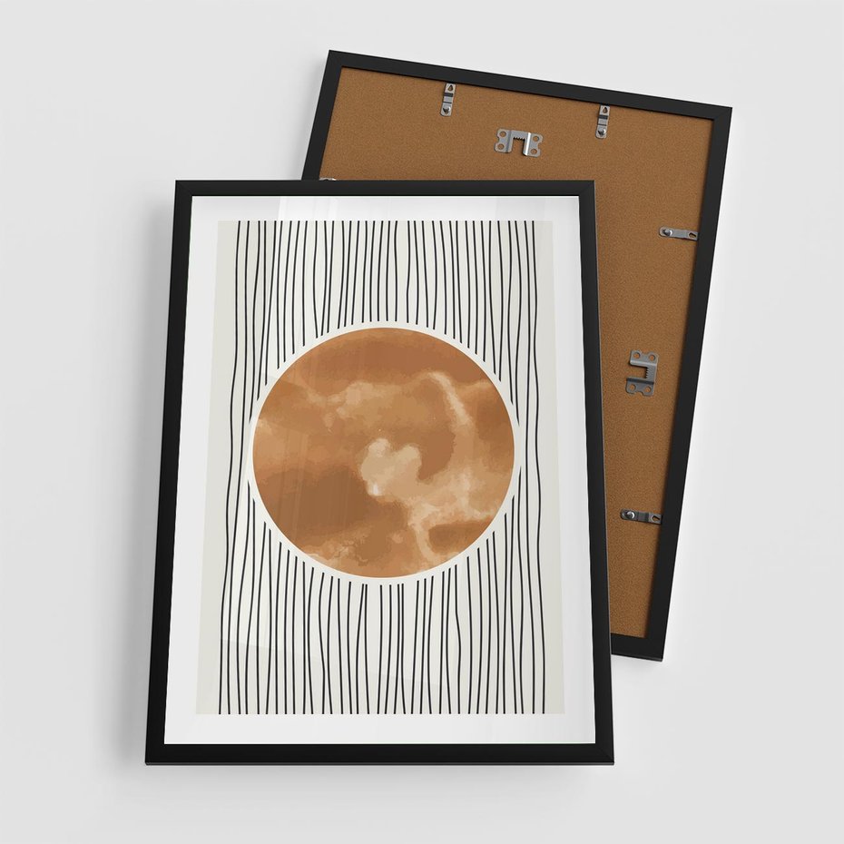 Plakat w ramie 50x70 - Eteryczne Krągłe Echa - boho obraz, geometria - rama czarna