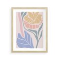 Plakat w ramie 40x50 - Wyjątkowe Ukojenie - pastelowe kwiaty, na beżowym tle - rama drewno