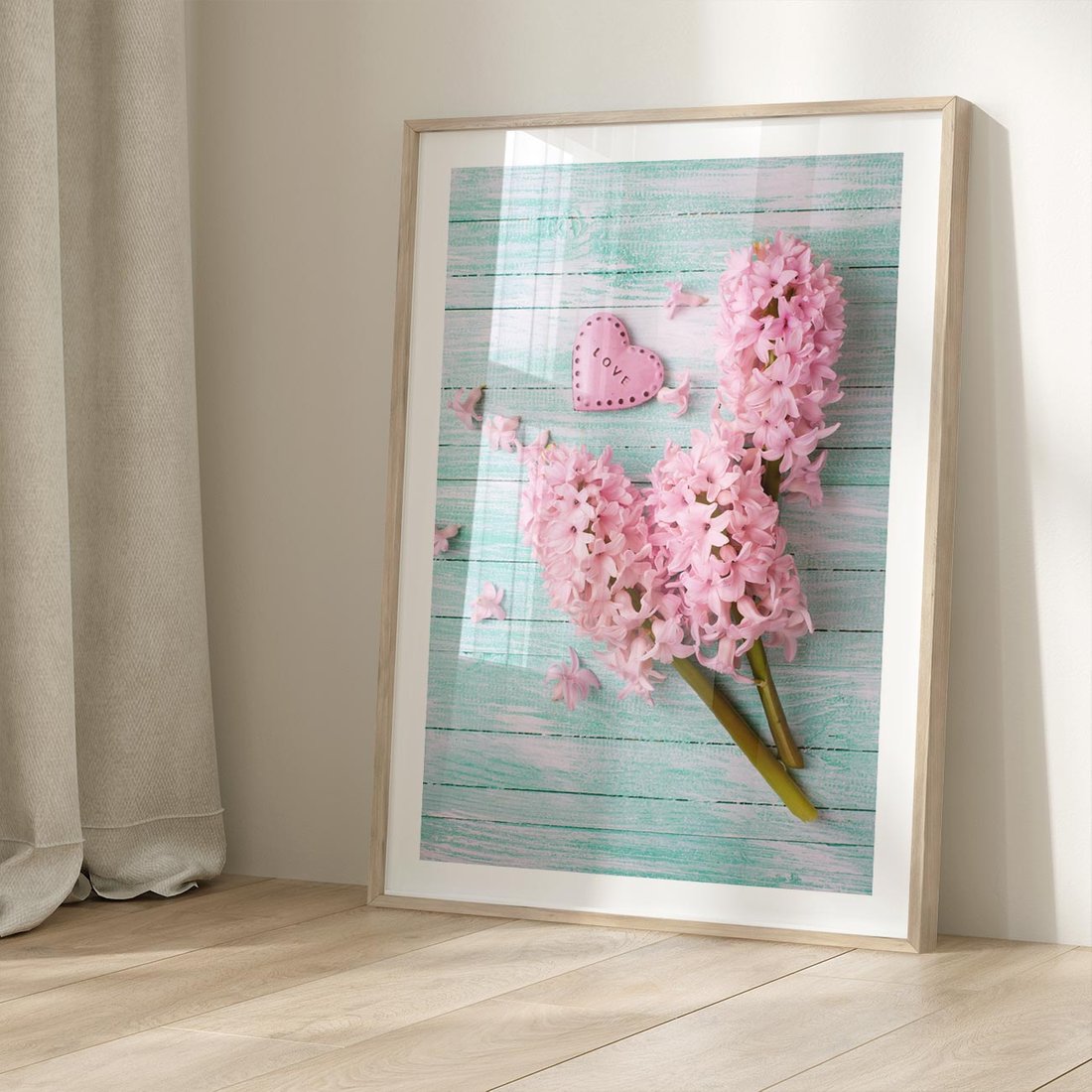 Plakat w ramie 40x50 - Hiacynty w Kwiatowej Kompozycji - hiacynty, kwiaty - rama drewno