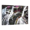 Obraz na płótnie 100x70 - Wodospad wśród majestatycznych gór - wodospad, góry
