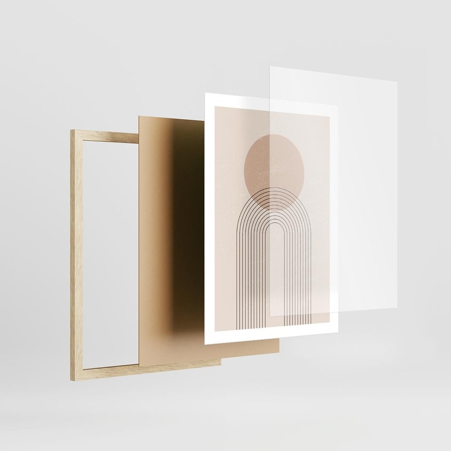 Plakat w ramie 50x70 - Konturem Zdefiniowane - boho plakat, minimalizm - rama drewno