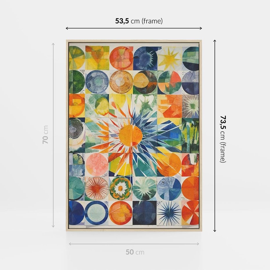 Obraz w ramie 50x70 - Rozkwitające Wzory Abstrakcji - abstrakcyjny obraz, mnogość kolorów - rama drewno