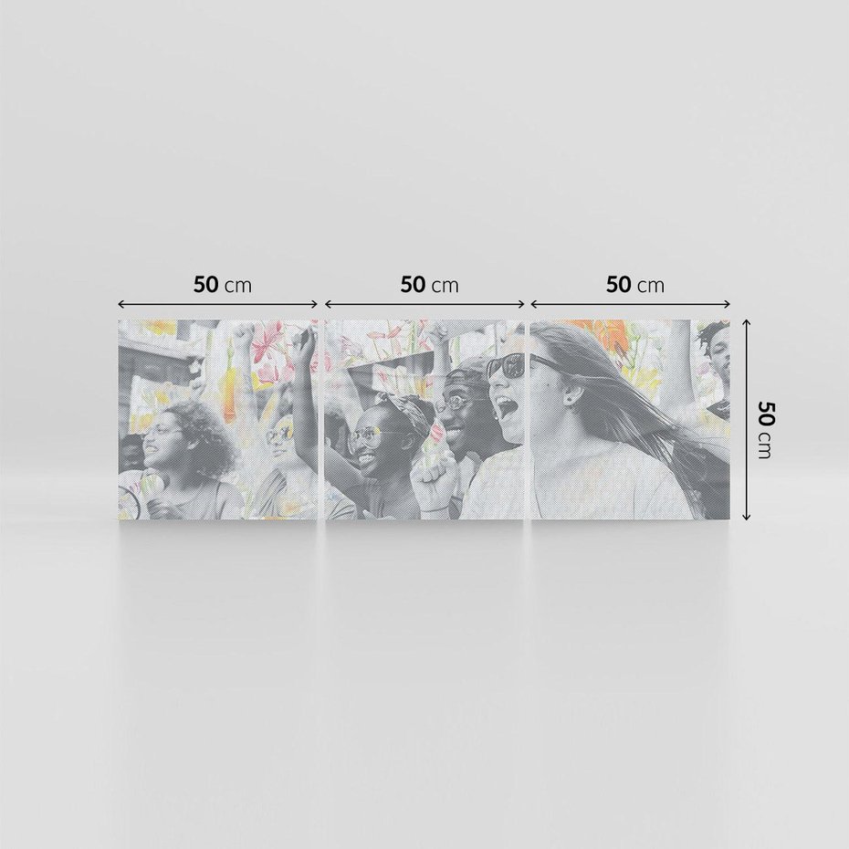 Obraz na płótnie 150x50 - Księga zaklętych marzeń - kolaż, czarnobiałe zdjęcie wesołych młodych ludzi