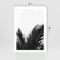 Plakat bez ramy 21x30 - Tropikalna Uroda w Czerni i Bieli - fotografia czarno biała, liście palmy
