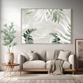 Obraz w ramie 120x80 - Zielony Raj - monstera, palmy - rama drewno