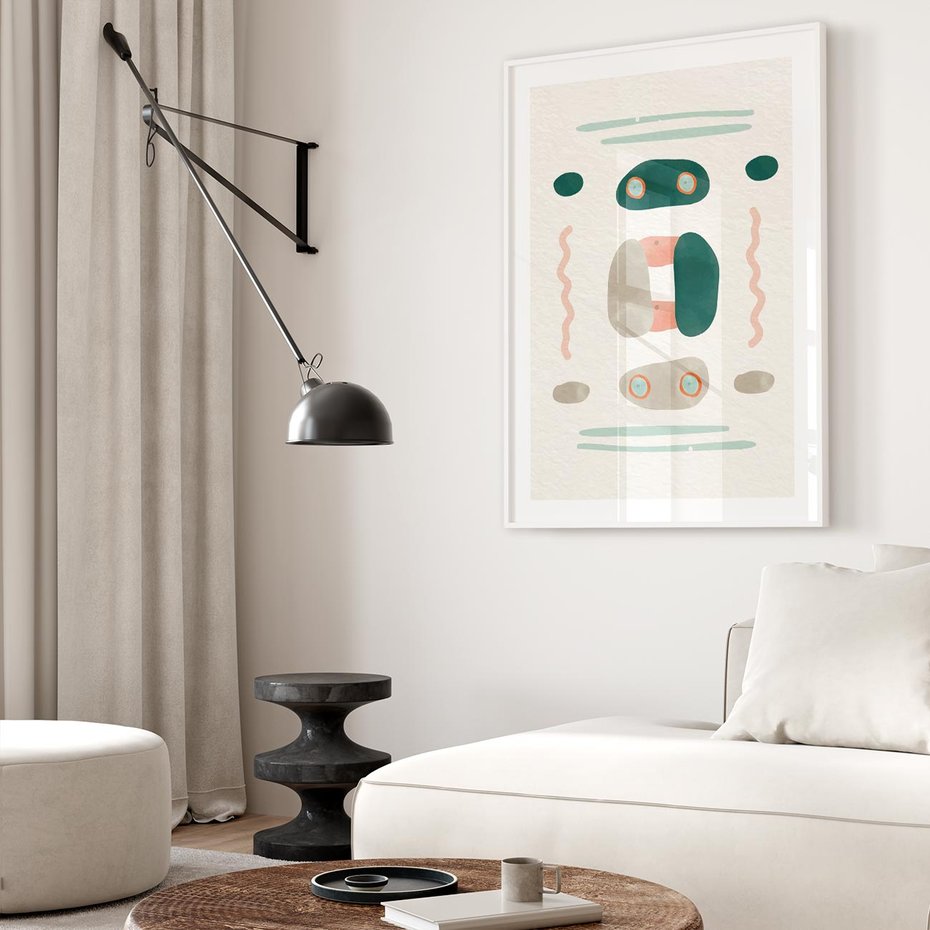 Plakat bez ramy 40x50 - Tańczące Kształty Natury - przypadkowe abstrakcyjne wzory, pomarańczowy i zielony