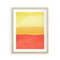 Plakat w ramie 40x50 - Rozmyte Odbicia - kolorowe akwarelowe pasy, odcienie żółci i czerwieni - rama drewno