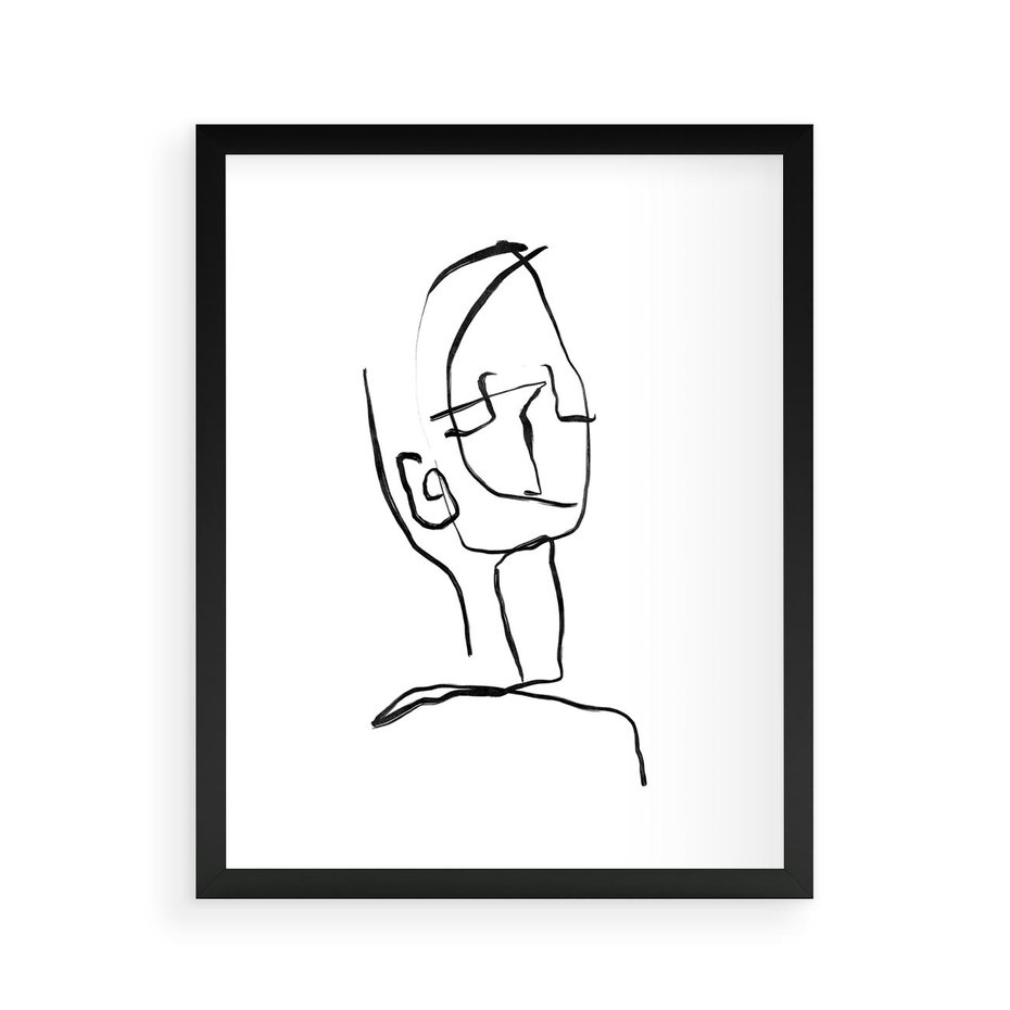 Plakat w ramie 40x50 - Migotliwe Widzenia - szkic twarzy, minimalistyczny niewyraźny - rama czarna