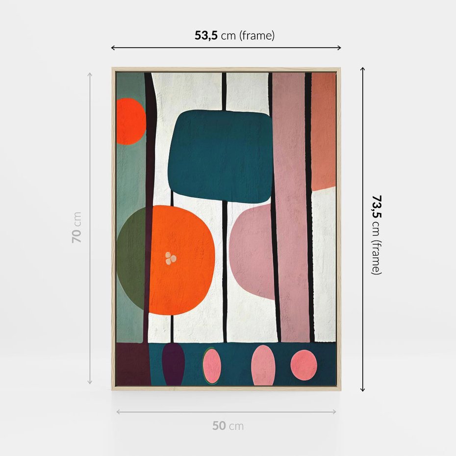 Obraz w ramie 50x70 - Migotliwa Aura Serca - abstrakcyjny obraz olejny, dziwne formy - rama drewno