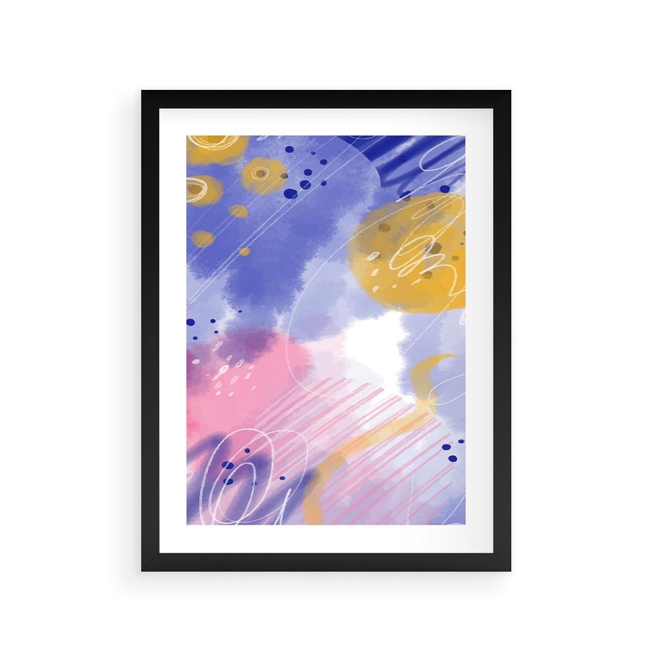 Plakat w ramie 30x40 - Rozbijające Plamy - abstrakcyjny plakat, pastelowe kolory - rama czarna