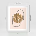 Plakat w ramie 40x50 - Liście w Beżowym Minimalizmie - minimalistyczny obraz, liście monstery - rama biała
