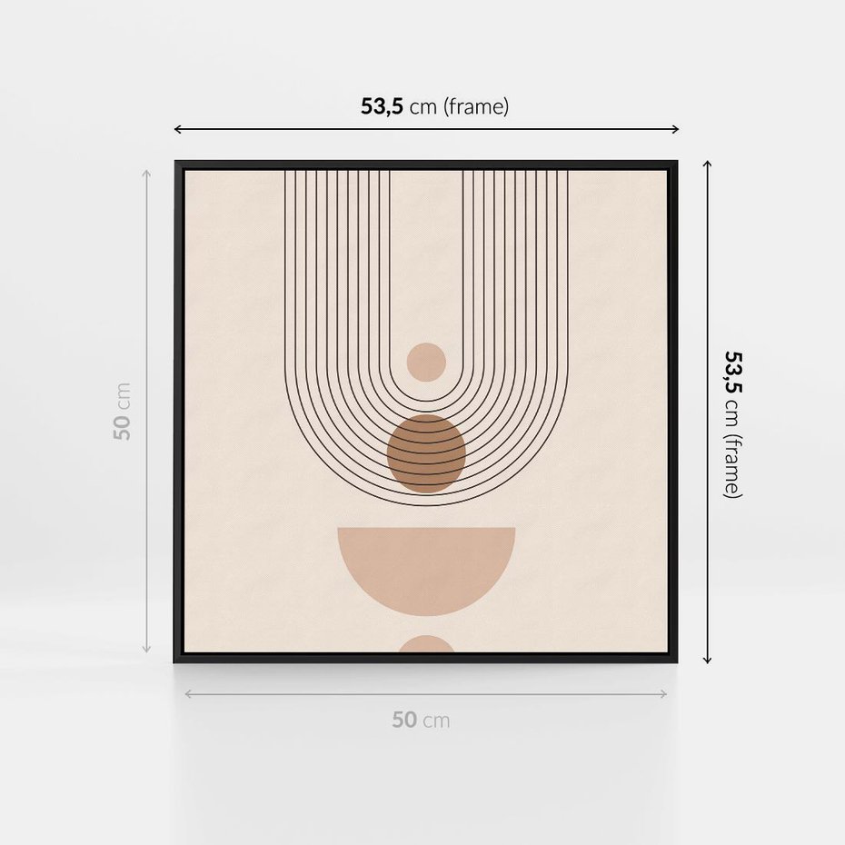Obraz w ramie 50x50 - Strukturalne Kształty Postępu - boho plakat, minimalizm - rama czarna