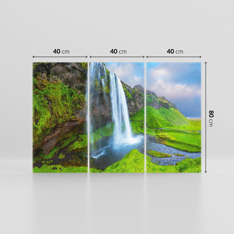 Obraz na płótnie 120x80 - majestat górskiego krajobrazu - wodospad, góry