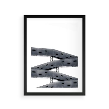 Plakat w ramie 50x70 - Monochromatyczna Sztuka Nowoczesnych Budynków - architektura, nowoczesne formy - rama czarna