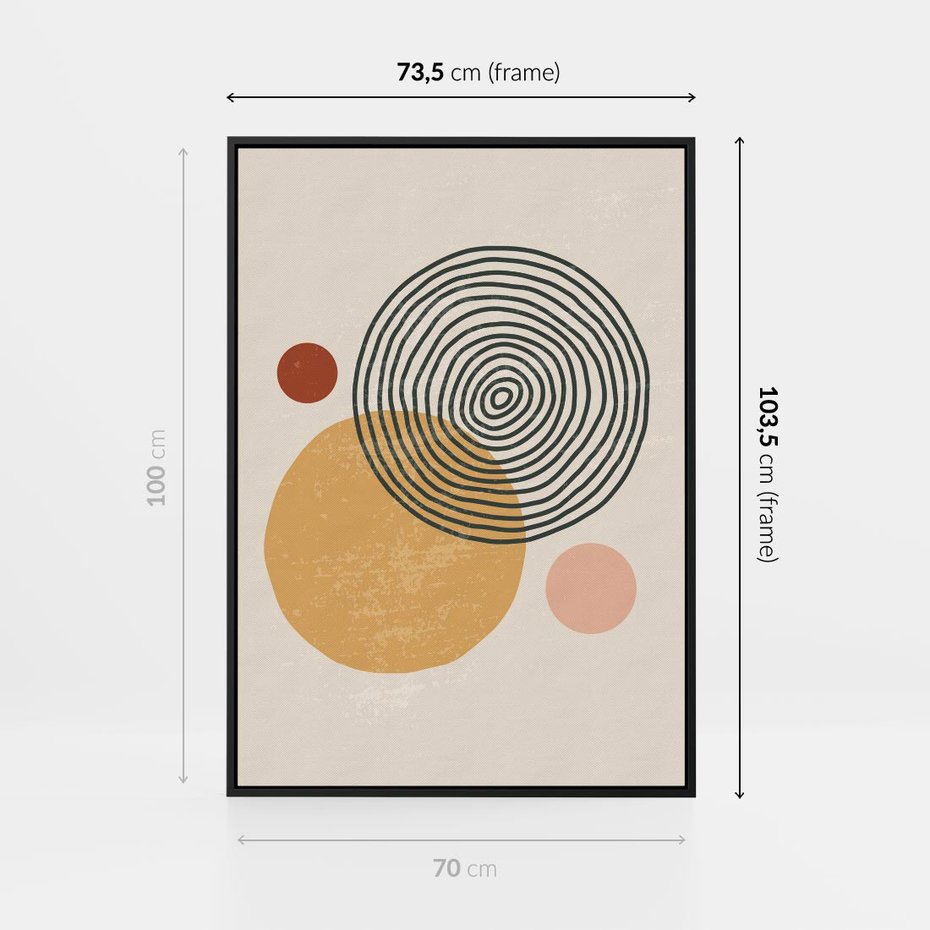 Obraz w ramie 70x100 - Boho Światło - abstrakcyjna sztuka, boho kształty - rama czarna