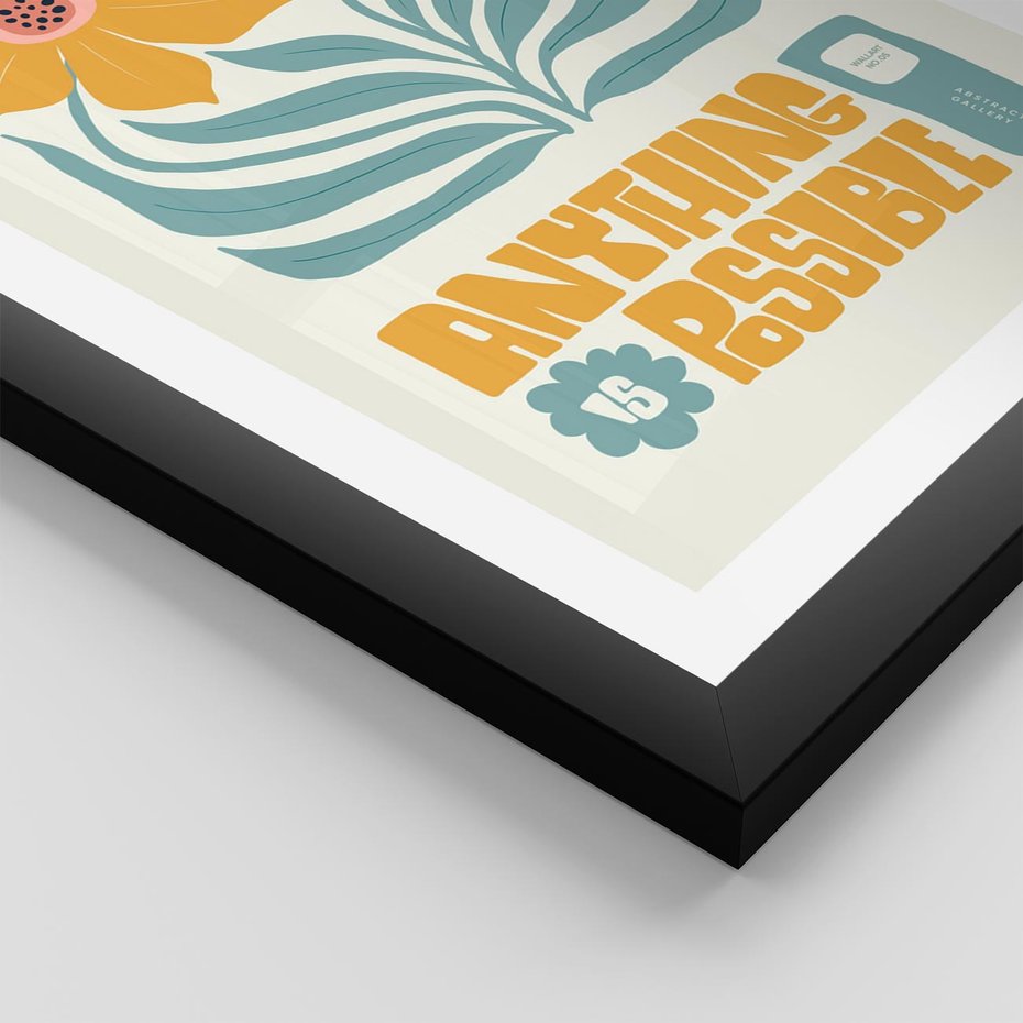 Plakat w ramie 30x40 - Kolorowa Harmonia - sztuka nowoczesna, pastelowe kwiaty - rama czarna