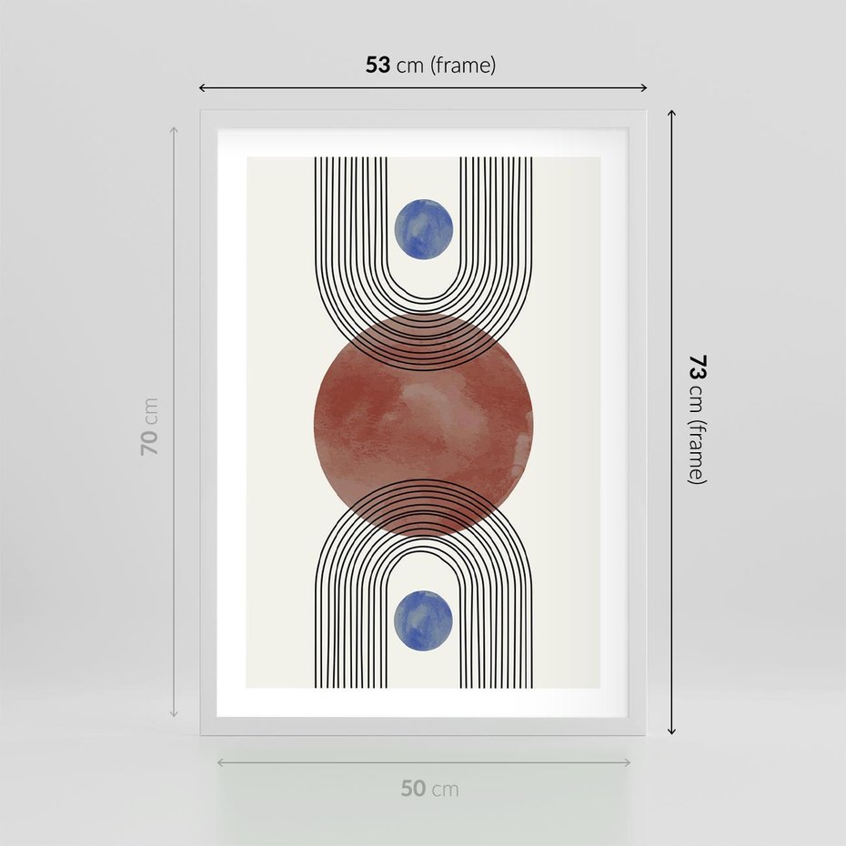 Plakat w ramie 50x70 - Księga Impulsów - nowoczesny plakat, styl midcentury - rama biała