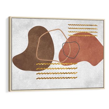 Obraz w ramie 70x50 - Odbicie światła serca - abstrakcyjne rozlane plamy, boho styl - rama drewno