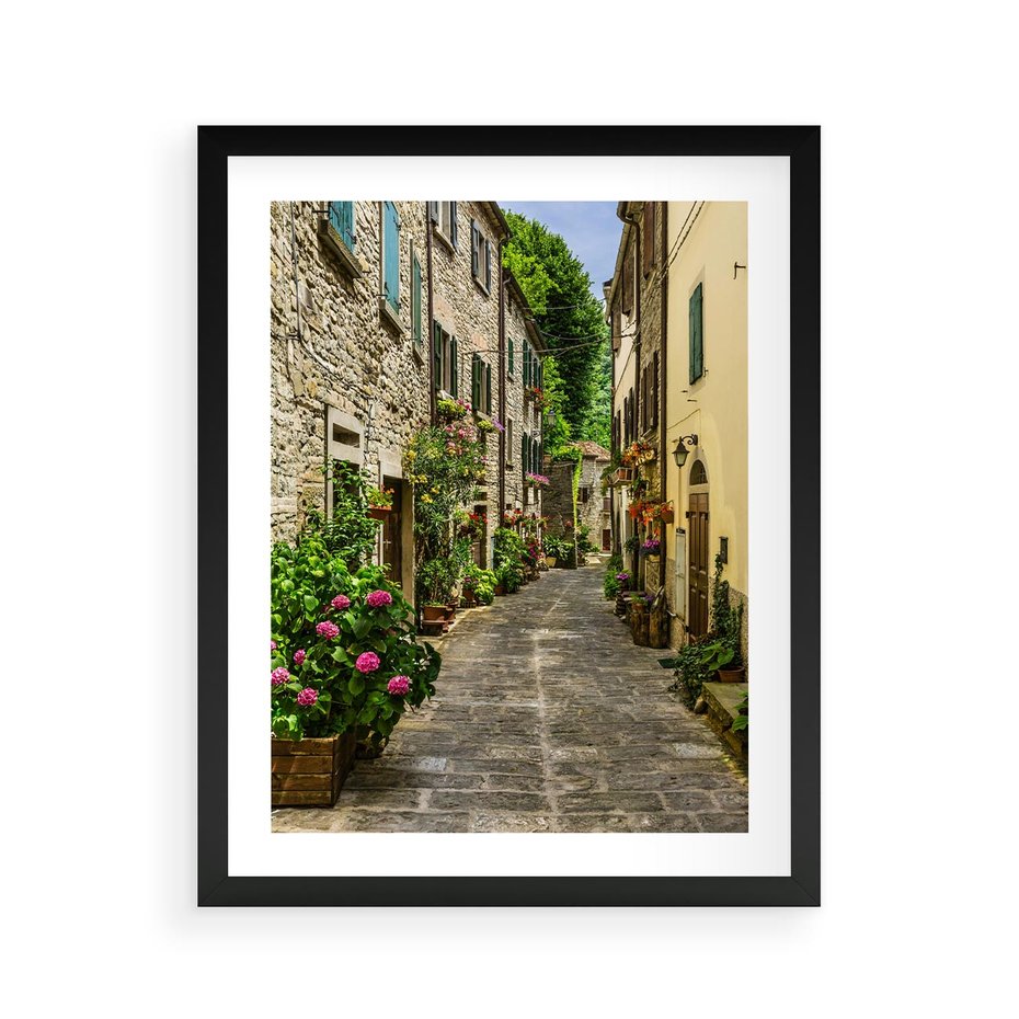 Plakat w ramie 40x50 - Spacer po Złotej Alei - uliczka, perspektywa - rama czarna