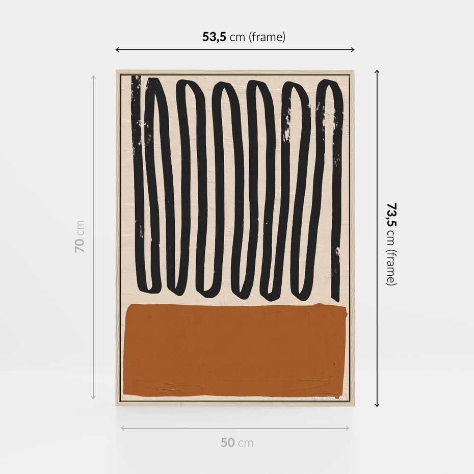 Obraz w ramie 50x70 - Boho Impulsy Kreatywności - abstrakcyjny plakat, brąz - rama drewno