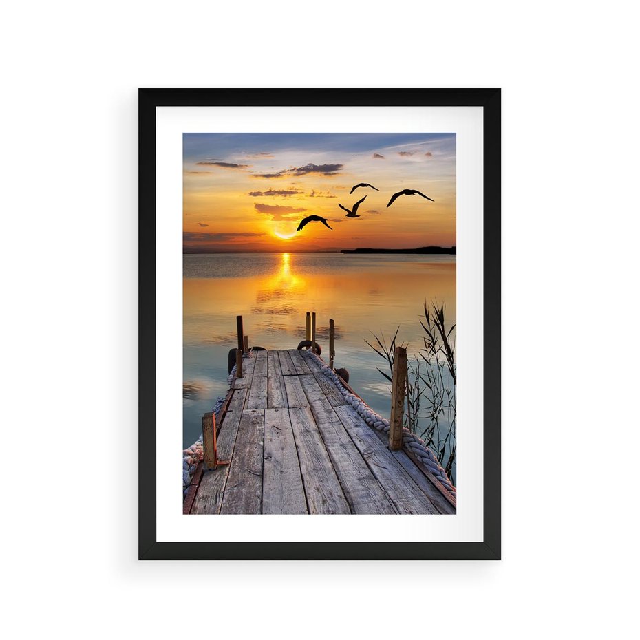 Plakat w ramie 30x40 - Magia zachodu słońca - zachód, słońca - rama czarna