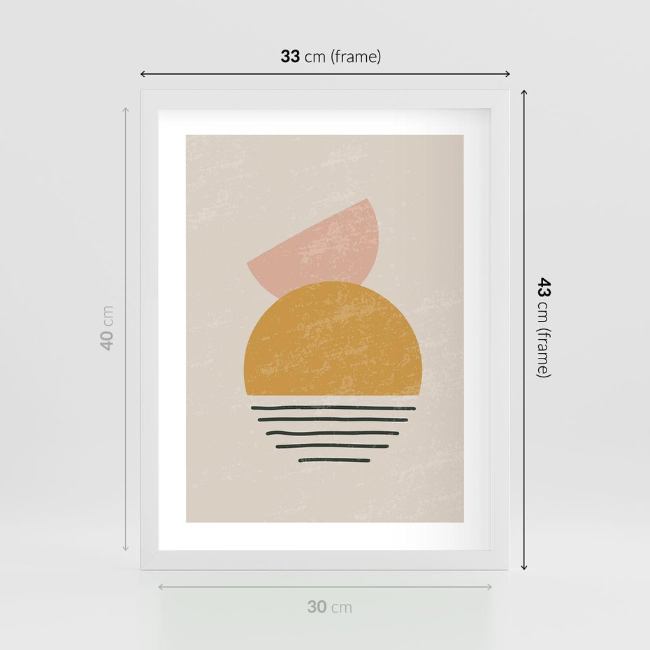 Plakat w ramie 30x40 - Krótka Forma - abstrakcyjna sztuka, boho kształty - rama biała