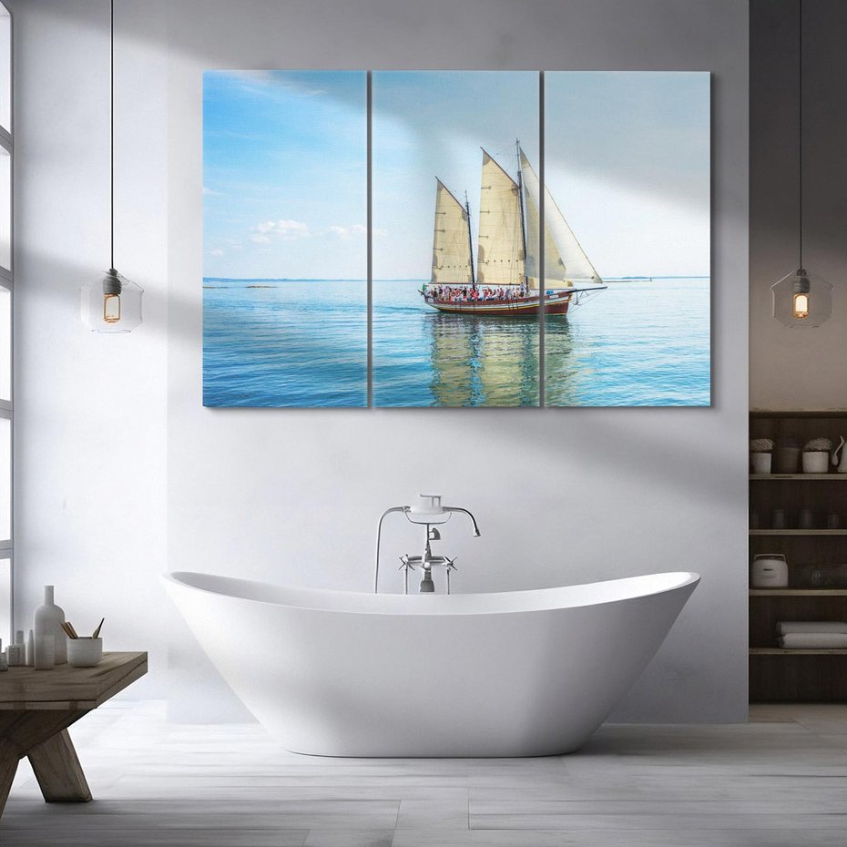 Obraz na płótnie 120x80 - Statek żaglowy na morzu - statek, żagowiec