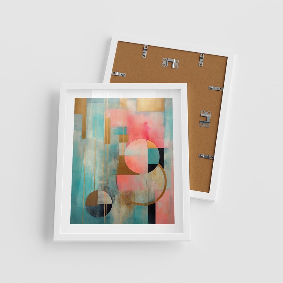 Plakat w ramie 40x50 - Abstrakcyjny Bałagan - abstrakcja, obraz olejny - rama biała