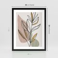 Plakat w ramie 40x50 - Impulsy Subtelnej Harmonii - abstrakcyjny obraz boho, liście - rama czarna