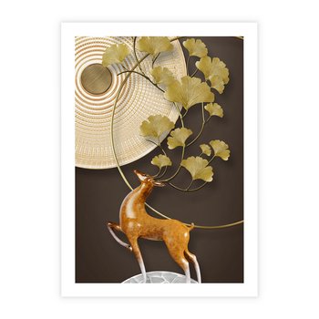 Plakat bez ramy 30x40 - Elegancja i Tradycja - złote, liście