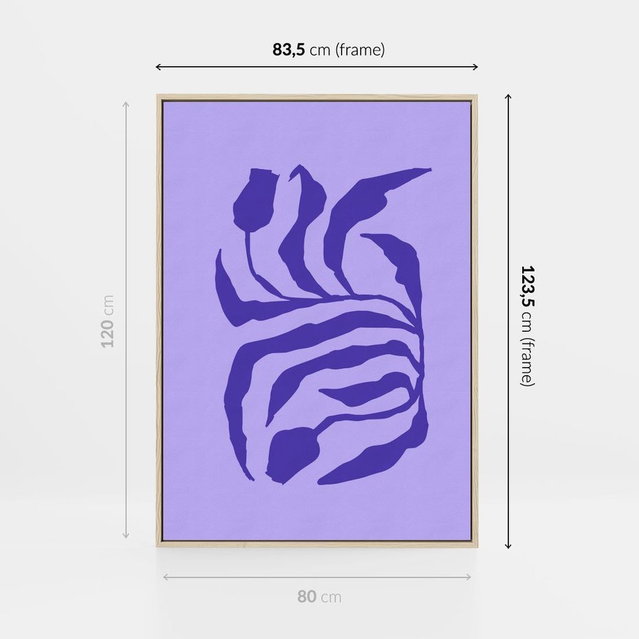 Obraz w ramie 80x120 - Boho Sztuka Wolności - kwiaty, energetyczne fioletowe tło - rama drewno