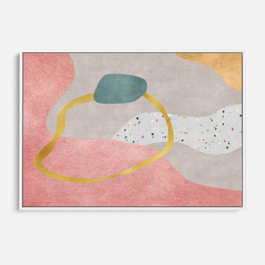 Obraz w ramie 120x80 - Ekspresja w ruchu pędzla - abstrakcja, połączenie kształtów - rama biała