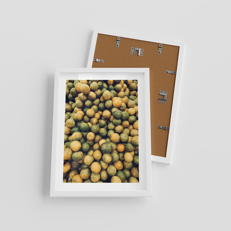 Plakat w ramie 30x40 - Świeżość Cytrusów - cytryny, limonki - rama biała