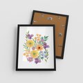 Plakat w ramie 40x50 - Kwiatowe Wibracje - akwarelowe polne kwiaty, minimalistyczny plakat - rama czarna