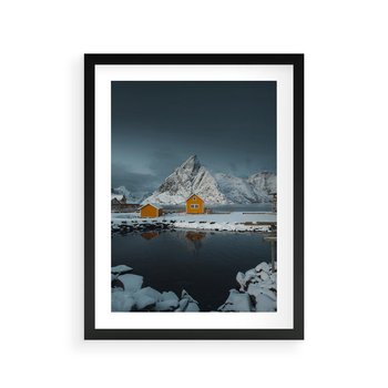 Plakat w ramie 30x40 - Minimalizm i Urok Natury - skandynawskie, domki - rama czarna