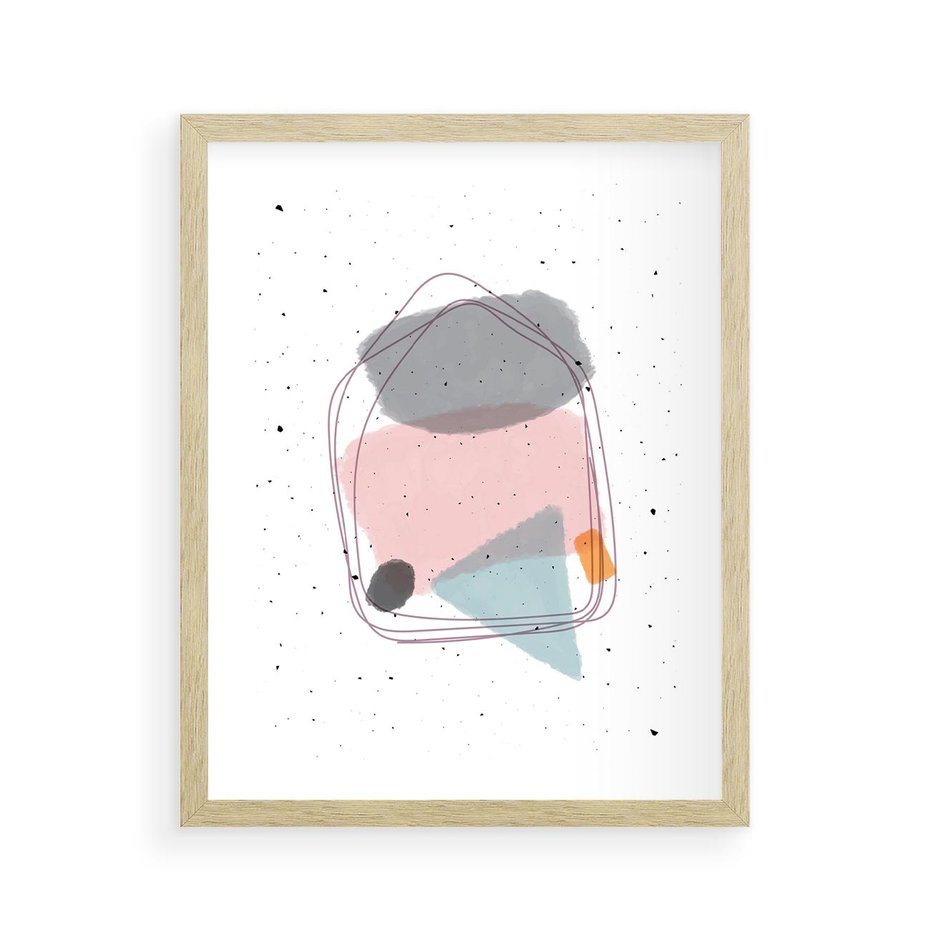 Plakat w ramie 40x50 - Migotliwa Opowieść - abstrakcyjna kompozycja, jak ręcznie malowana - rama drewno