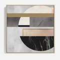 Obraz w ramie 80x80 - Biało-Czarne Formy - nowoczesna geometria, koło - rama drewno