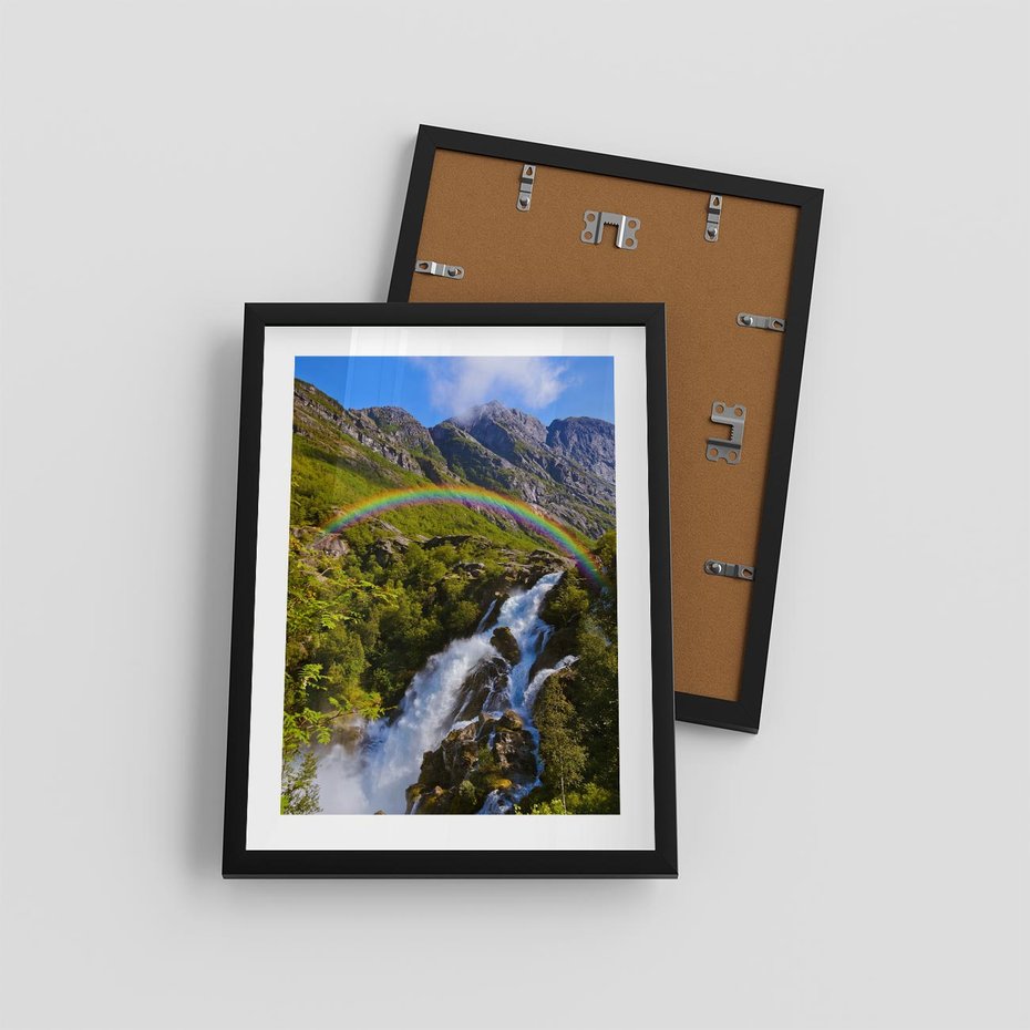 Plakat w ramie 30x40 - Tęczowe góry - harmonia kolorów - tęcza, góry - rama czarna