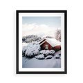 Plakat w ramie 40x50 - Zimowa Idylla w Górach - zima w górach, ośnieżone góry - rama czarna