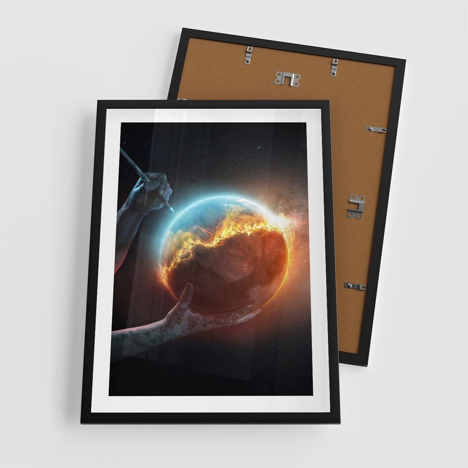 Plakat w ramie 50x70 - Nieznane przestrzenie - planeta, kosmos - rama czarna